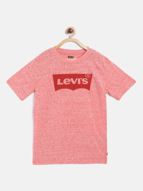 

Levis Boys Red Brand Logo Print Round Neck T-shirt