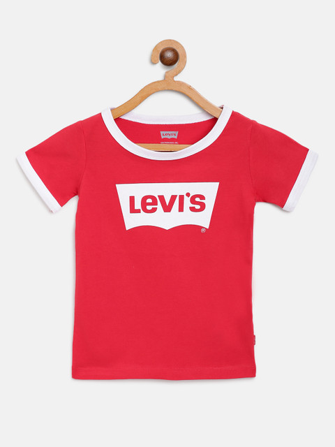 

Levis Girls Red Brand Logo Print Round Neck T-shirt