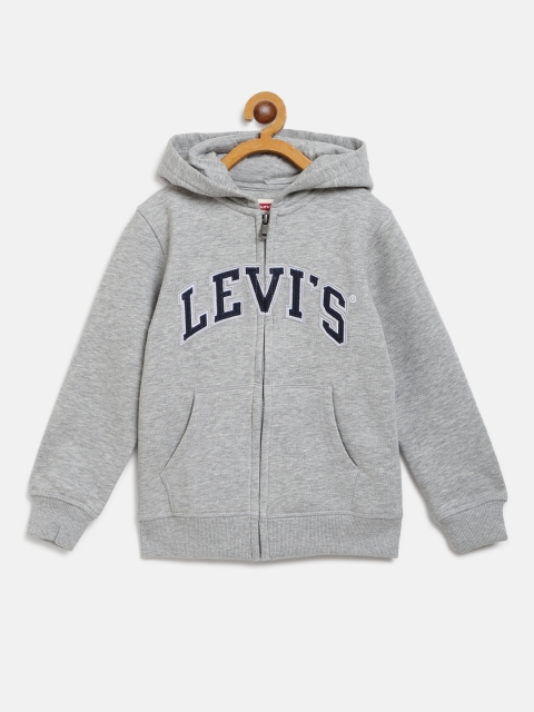 

Levis Boys Grey Melange Brand Logo Applique Hooded Sweatshirt