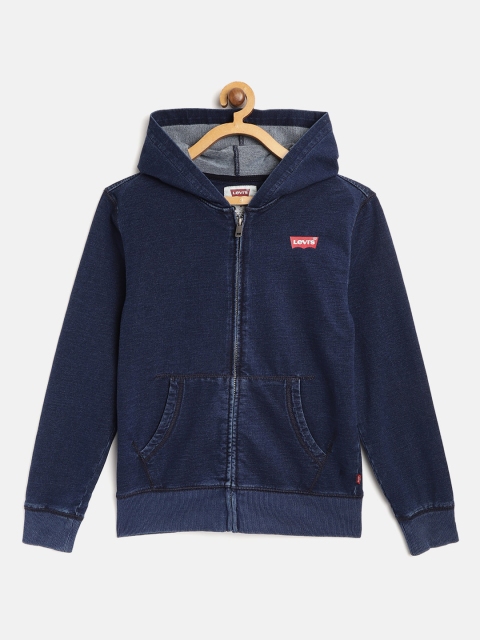 

Levis Boys Navy Blue Solid Chambray Hooded Sweatshirt