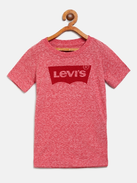 

Levis Boys Coral Red Brand Logo Print Round Neck T-shirt