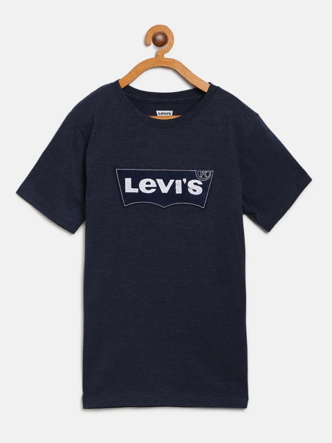

Levis Boys Navy Blue Brand Logo Applique Round Neck T-shirt