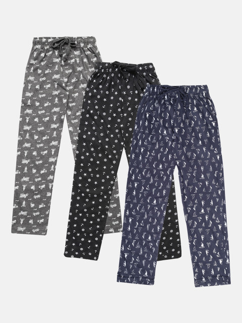 

Urban Dog Boys Pack Of 3 Printed Lounge Pants, Navy blue