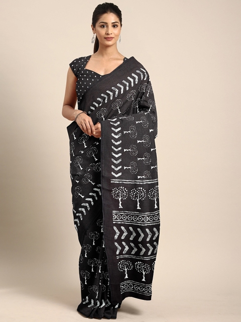 

KALINI Black & White Jute Cotton Printed Saree