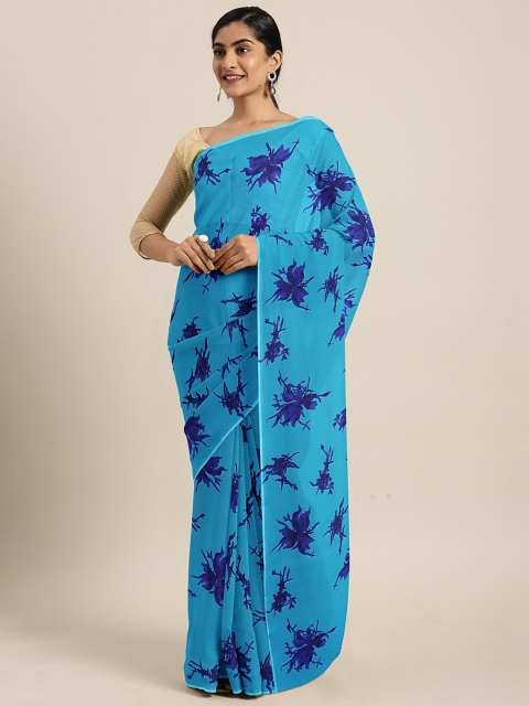 

KALINI Blue Printed Poly Georgette Saree