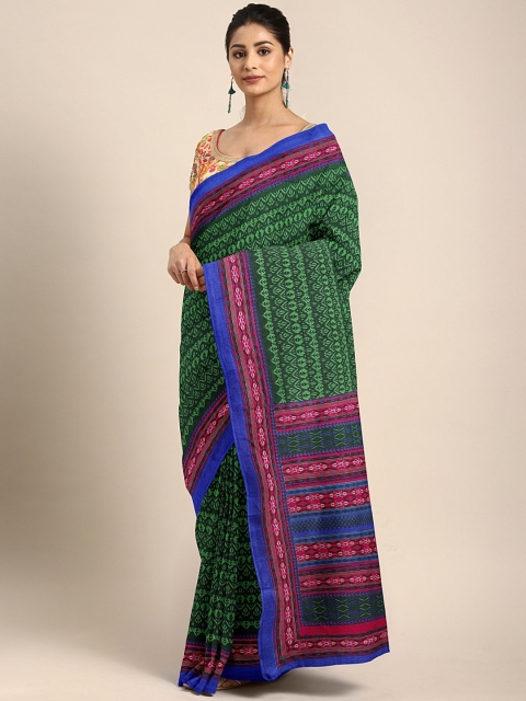

KALINI Green Printed Jute Cotton Saree