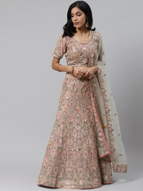 

Readiprint Fashions Mauve & Green Embellished Semi-Stitched Lehenga & Unstitched Blouse with Dupatta