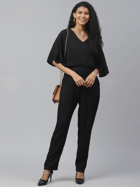 

ATRAENTA Women Black Solid Layered Basic Jumpsuit