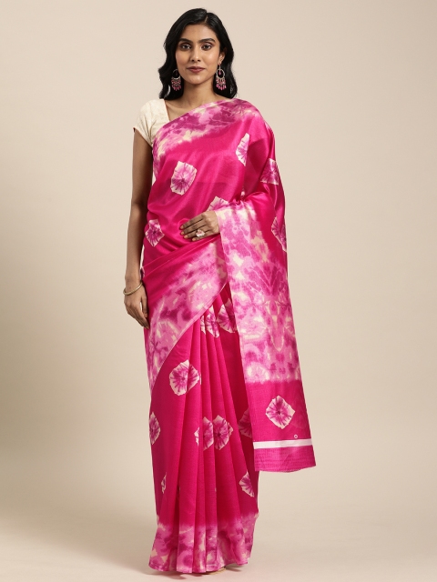 

Rajnandini Pink Cotton Blend Printed Bandhani Saree