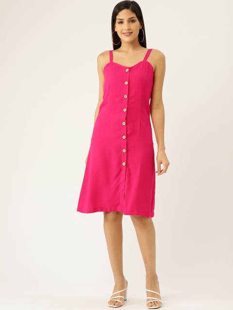 

Aayna Women Fuchsia Solid A-Line Dress