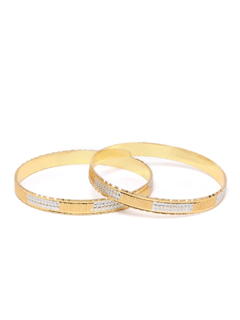 

Priyaasi Set of 2 Gold & Silver-Plated Stone-Studded Handcrafted Bangles
