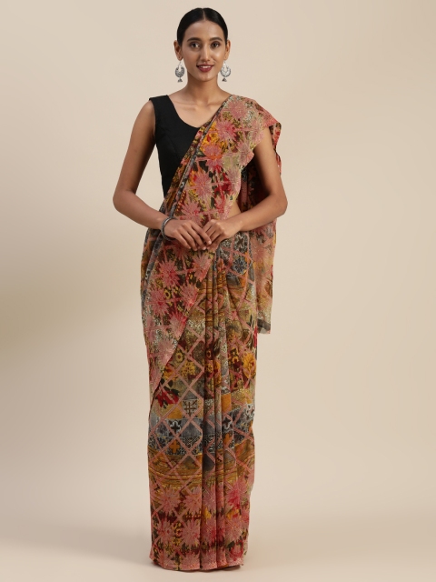 

Indian Women Multicoloured Printed Poly Georgette Celebrity Saree, Multi