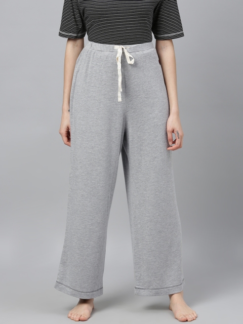 

Chemistry Woman's Grey Melange Solid Cropped Lounge Pants