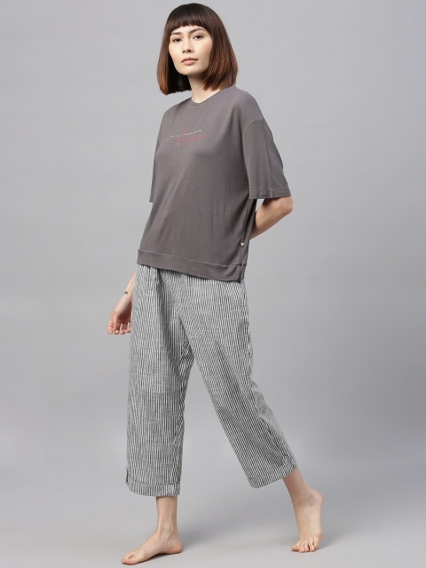 

Chemistry Women Grey Solid Night suit