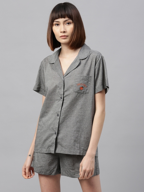 

Chemistry Women Grey Solid Night suit