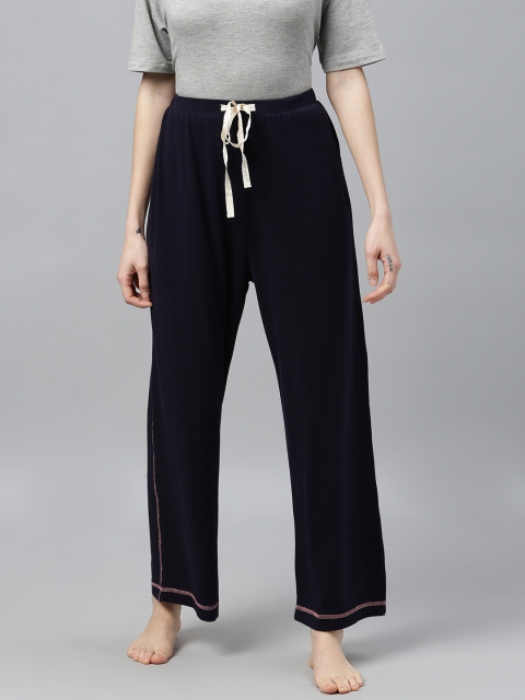 

Chemistry Woman's Navy Blue Solid Cropped Lounge Pants