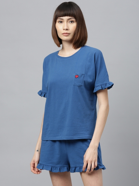 

Chemistry Women Blue Solid Night suit