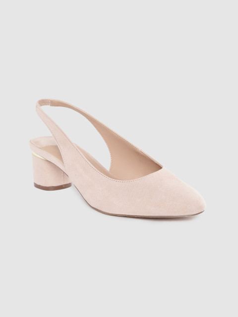 

DOROTHY PERKINS Women Peach-Coloured Wide Fit Suede Finish Solid Block Pumps