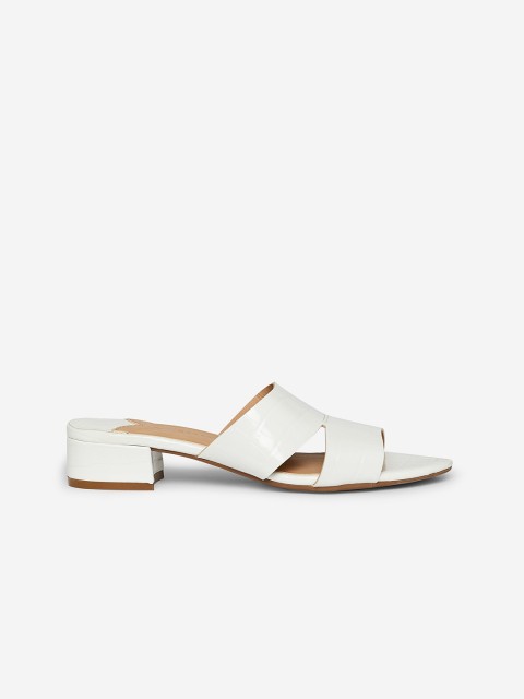 

DOROTHY PERKINS Women White Corc Textured Block Heels