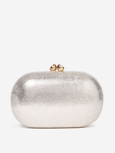 

DOROTHY PERKINS Gold-Toned Snake Skin Textured Box Clutch