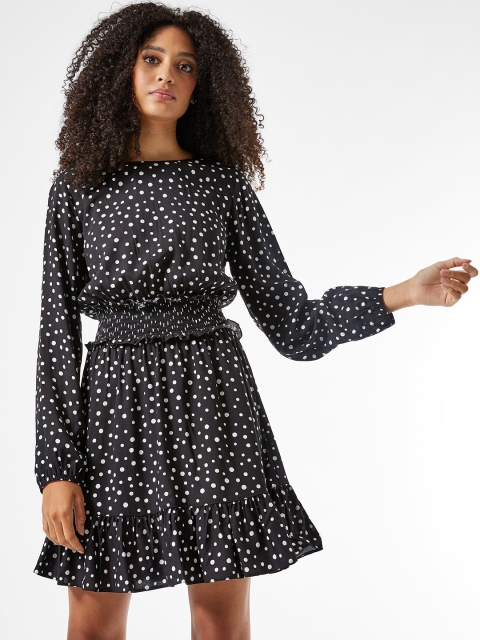 

DOROTHY PERKINS Women Black & White Polka Dot Printed A-Line Dress