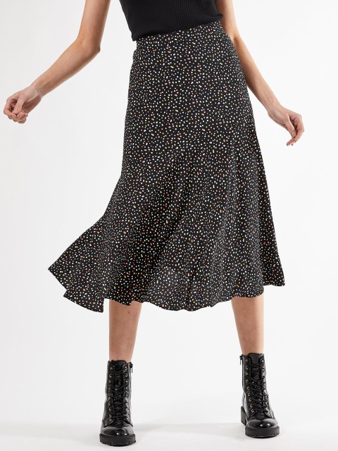 

DOROTHY PERKINS Women Black & White Printed A-Line Skirt