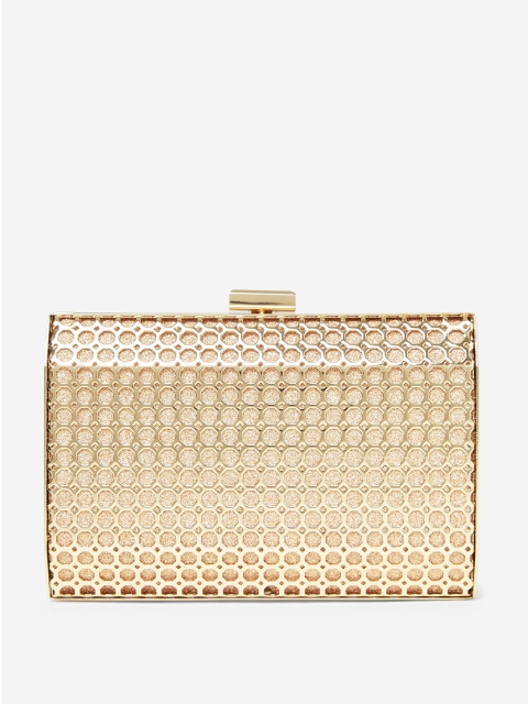 

DOROTHY PERKINS Gold-Toned Glitter & Cut-Out Box Clutch