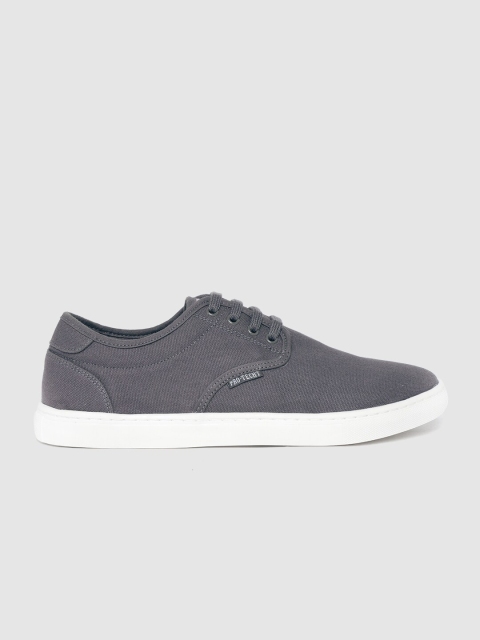

Roadster Men Charcoal Grey PRO-TECHT Canvas Solid Sneakers