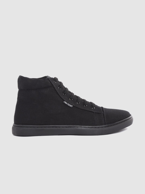 

Roadster Men Black Solid Mid-Top PRO-TECHT Canvas Sneakers