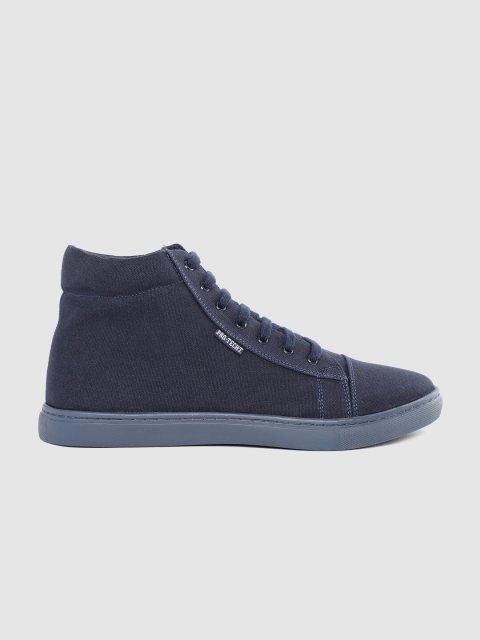 

Roadster Men Navy Blue Solid Mid-Top PRO-TECHT Canvas Sneakers