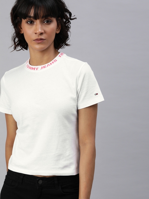 

Tommy Hilfiger Women White Printed Round Neck T-shirt