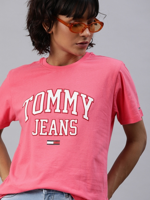 

Tommy Hilfiger Women Pink Printed Round Neck Organic Cotton T-shirt