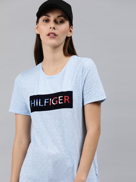

Tommy Hilfiger Women Blue Printed Round Neck T-shirt