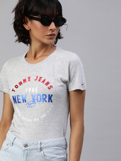 

Tommy Hilfiger Women Grey Printed Round Neck T-shirt