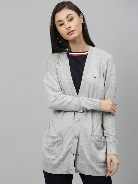 

Tommy Hilfiger Women Grey Solid Longline Cardigan Sweater