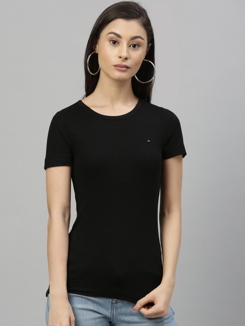 

Tommy Hilfiger Women Black Solid Round Neck T-shirt