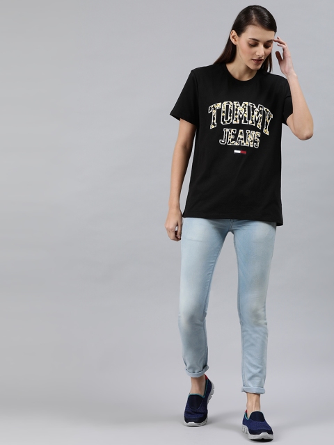 

Tommy Hilfiger Women Black Printed Round Neck T-shirt