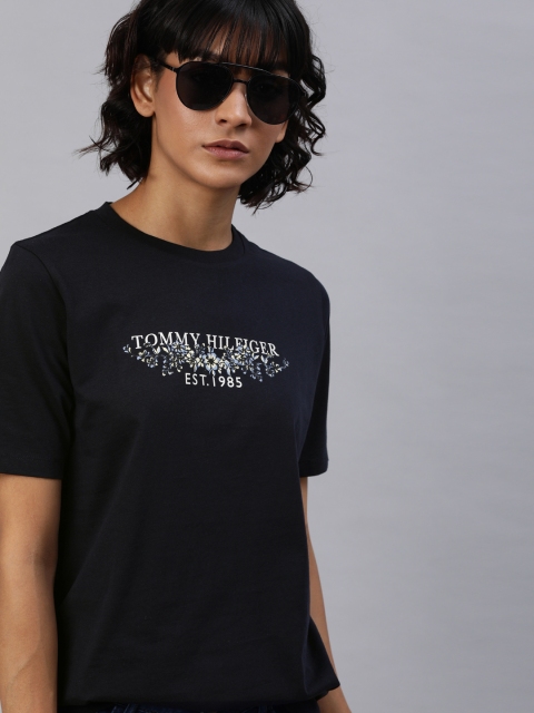 

Tommy Hilfiger Women Navy Blue Printed Round Neck T-shirt