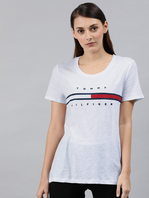 

Tommy Hilfiger Women White Printed Round Neck T-shirt
