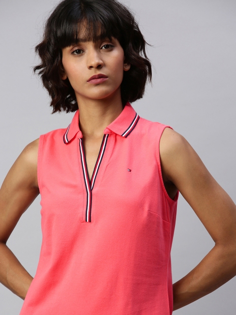 

Tommy Hilfiger Women Coral Pink Solid T-shirt Dress