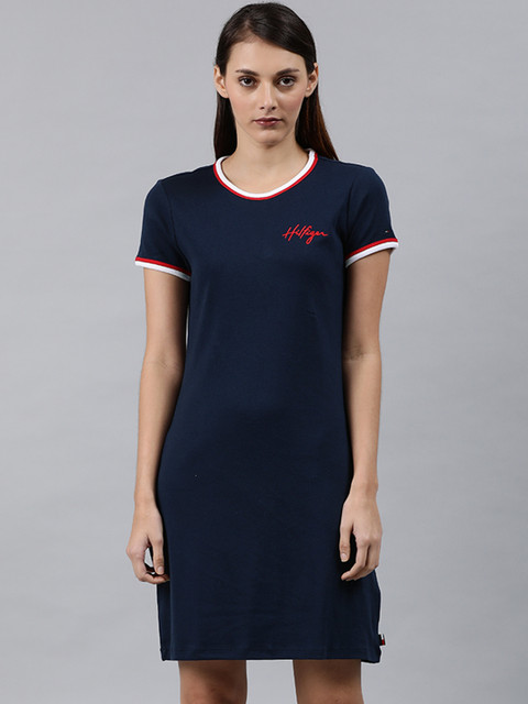 

Tommy Hilfiger Women Navy Blue Solid T-shirt Dress