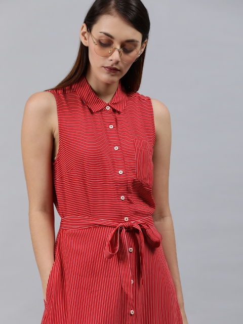 

Tommy Hilfiger Women Red & White Striped Shirt Dress