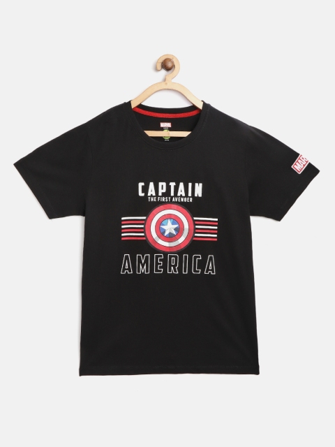 

YK Marvel Boys Black & Red Captain America Print Round Neck T-shirt