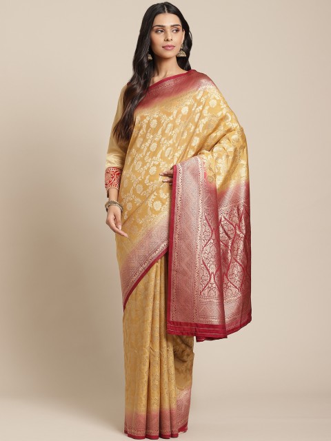 

Chhabra 555 Mustard Yellow & Golden Handloom Zari & Resham Woven Design Banarasi Saree