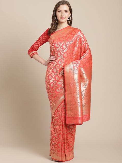 

Chhabra 555 Pink & Golden Handloom Woven Design Banarasi Saree