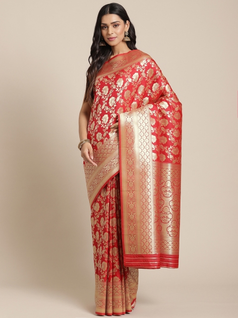 

Chhabra 555 Red & Golden Handloom Zari Woven Design Banarasi Saree
