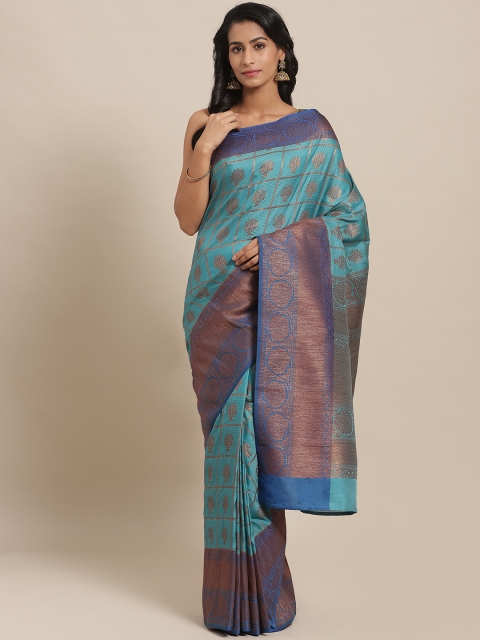 

Chhabra 555 Blue & Golden Zari Weaving Woven Design Banarasi Handloom Saree