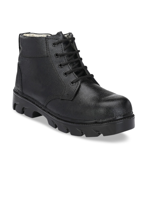 

Eego Italy Men Black Leather High-Top Trekking Shoes