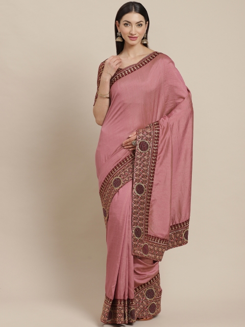 

Shangrila Creation Pink Solid Saree