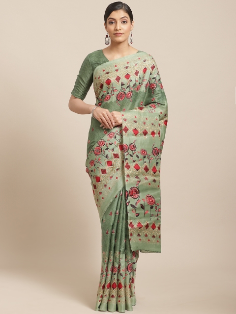 

Shangrila Creation Green & Red Printed Saree